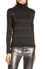 Veronica Beard Audrey Metallic Stripe Turtleneck in Metallic Multi at Nordstrom