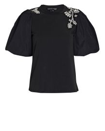 Veronica Beard Augusta Embroidered Puff Sleeve T-Shirt at Intermix