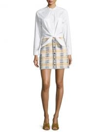 Veronica Beard Aurelia Long-Sleeve Combo Dress with Poplin Shirt at Neiman Marcus