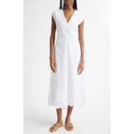 Veronica Beard Aven Cotton Eyelet Handkerchief Hem Dress at Nordstrom