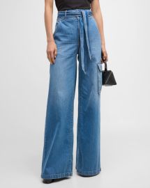 Veronica Beard Belisa Belted Wide Leg Cargo Jeans at Neiman Marcus