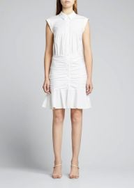 Veronica Beard Bell Sleeveless Ruched Stretch Poplin Dress White - at Bergdorf Goodman