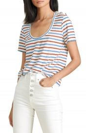 Veronica Beard Benji Stripe Linen T-Shirt   Nordstrom at Nordstrom