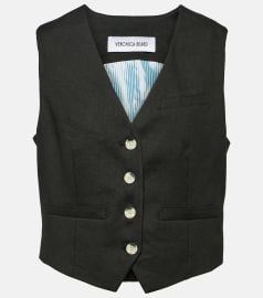 Veronica Beard Bennett Linen blend Twill Vest at Mytheresa