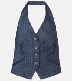 Veronica Beard Benny Pinstripe Vest in Blue Dove at Mytheresa