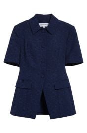 Veronica Beard Bodie Floral Embroidery Elbow Sleeve Dickey Jacket at Nordstrom