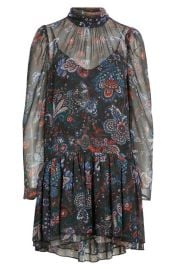 Veronica Beard Bolade Paisley Long Sleeve Silk Chiffon Dress at Nordstrom