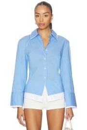 Veronica Beard Bonnie Shirt In Cadet at Revolve
