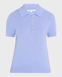 Veronica Beard Brandt Cashmere Polo Top at Neiman Marcus