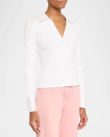 Veronica Beard Brenner Long Sleeve Asymmetric Button Top at Neiman Marcus