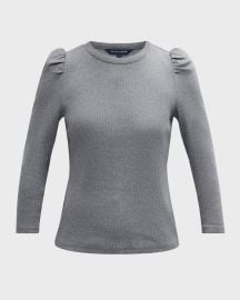 Veronica Beard Britney Knit Puff-Sleeve Top at Neiman Marcus