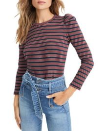 Veronica Beard Britney Striped Puff Sleeve Tee Bloomingdales at Bloomingdales