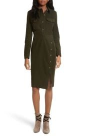 Veronica Beard Britton Corduroy Shirtdress in Army Green at Nordstrom