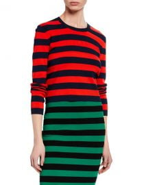 Veronica Beard Broome Striped Cropped Sweater at Neiman Marcus