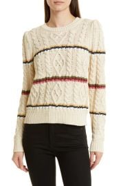 Veronica Beard Bruna Stripe Cable Sweater at Nordstrom