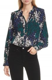 Veronica Beard Buckley Mixed Print Stretch Silk Top   Nordstrom at Nordstrom