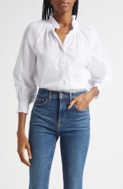 Veronica Beard Calisto Ruffle Collar Cotton Button-Up Shirt at Nordstrom