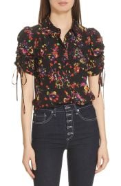 Veronica Beard Carmine Ruched Sleeve Blouse at Nordstrom