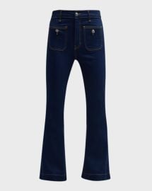 Veronica Beard Carson High Rise Ankle Flare Jeans With Patch Pockets at Neiman Marcus