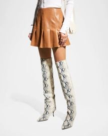 Veronica Beard Carter Vegan Leather Pleated Mini Skirt at Neiman Marcus