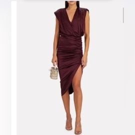 Veronica Beard Casela Ruched Midi Burgundy Dress Sz 6 at Poshmark