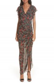 Veronica Beard Cecile Print Cold Shoulder Silk Dress at Nordstrom