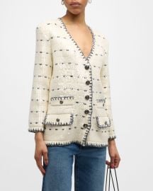 Veronica Beard Ceriani Sequin Knit Jacket at Neiman Marcus