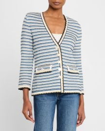 Veronica Beard Ceriani Stripe Knit Jacket at Neiman Marcus