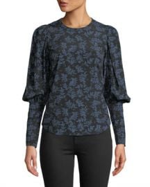 Veronica Beard Clarke Floral Button-Back Silk Top at Neiman Marcus