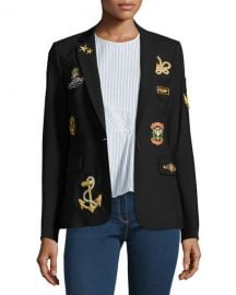 Veronica Beard Classic Patch Jacket  Black   Neiman Marcus at Neiman Marcus