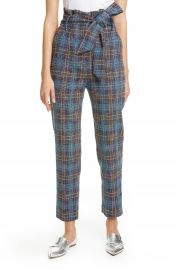 Veronica Beard Clerence Plaid Tweed High Waist Crop Paperbag Waist Pants Nordstrom at Nordstrom