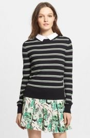 Veronica Beard Collared Button Back Stripe Sweater at Nordstrom