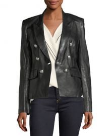 Veronica Beard Cooke Peak-Lapel Leather Jacket at Neiman Marcus