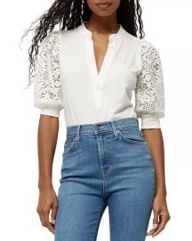 Veronica Beard Coralee Lace Sleeve Top at Bloomingdales