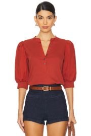 Veronica Beard Coralee Top In Brick Red at Revolve