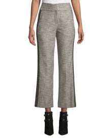 Veronica Beard Cormac Plaid Cropped Trousers with Tuxedo Stripes at Neiman Marcus