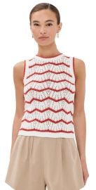 Veronica Beard Cropped Jerrel Knit Tank Off White/Pink Shell/Persimmon XL at Shopbop