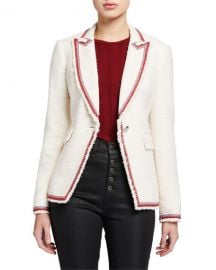 Veronica Beard Cutaway Contrast-Trim Jacket at Neiman Marcus