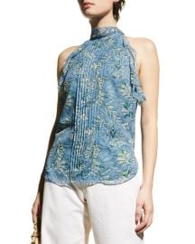 Veronica Beard Dali Jacobean-Floral Halter Top at Neiman Marcus