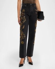 Veronica Beard Daniela Embellished Straight Leg Jeans at Neiman Marcus