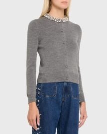 Veronica Beard Daro Embellished Merino Cardigan at Neiman Marcus