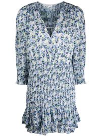 Veronica Beard Darrah Smocked floral-print Mini Dress - at Farfetch