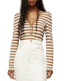 Veronica Beard Dekalb Ribbed V Neck Top Bloomingdales at Bloomingdales