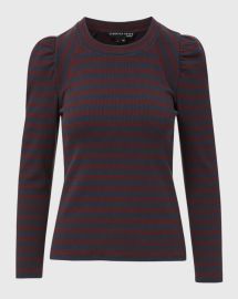 Veronica Beard Delano Stretch Cotton Top in Navy Syrah at Neiman Marcus