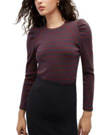 Veronica Beard Delano Striped Puffed Shoulder Top Bloomingdales at Bloomingdales