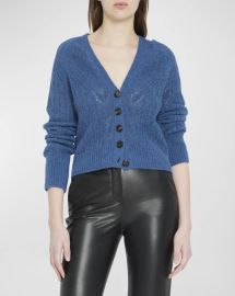 Veronica Beard Delent Pointelle Alpaca Blend Cardigan at Neiman Marcus