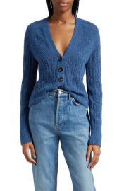 Veronica Beard Delent Pointelle Alpaca Blend Cardigan at Nordstrom