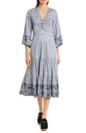 Veronica Beard Dinia Tiered Cutout Stretch Cotton Dress at Nordstrom