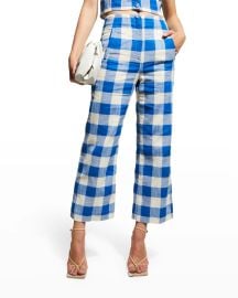 Veronica Beard Dova Buffalo-Plaid Straight Leg Ankle Pants at Neiman Marcus