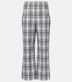 Veronica Beard Dova plaid cotton blend wide leg pants at Mytheresa